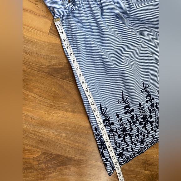 Zara Striped Floral Embroidered Shirt Mini Dress Long Sleeve Eyelets Victorian - Picture 13 of 13